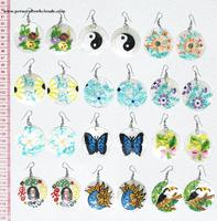 Round painted earrings