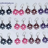 Carved round earrings